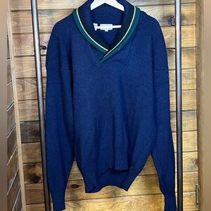 Vintage J.S.A. Bank Clothiers Wool | Shawl Collar Sweater XL | Navy Blue